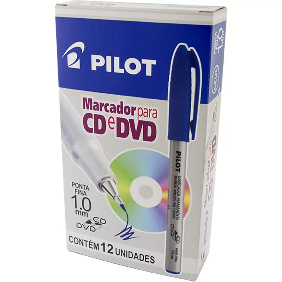 Caneta CD DVD Azul / Vermelha 1.0 Caixa 12 Unidades – Pilot