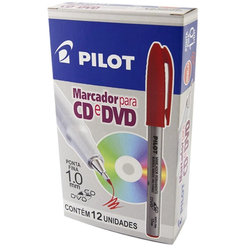 Caneta CD DVD Azul / Vermelha 1.0 Caixa 12 Unidades – Pilot