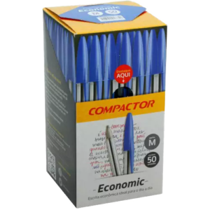 Caneta Esferográfica Azul Economic 1.0 Caixa 50 Unidades – Compactor