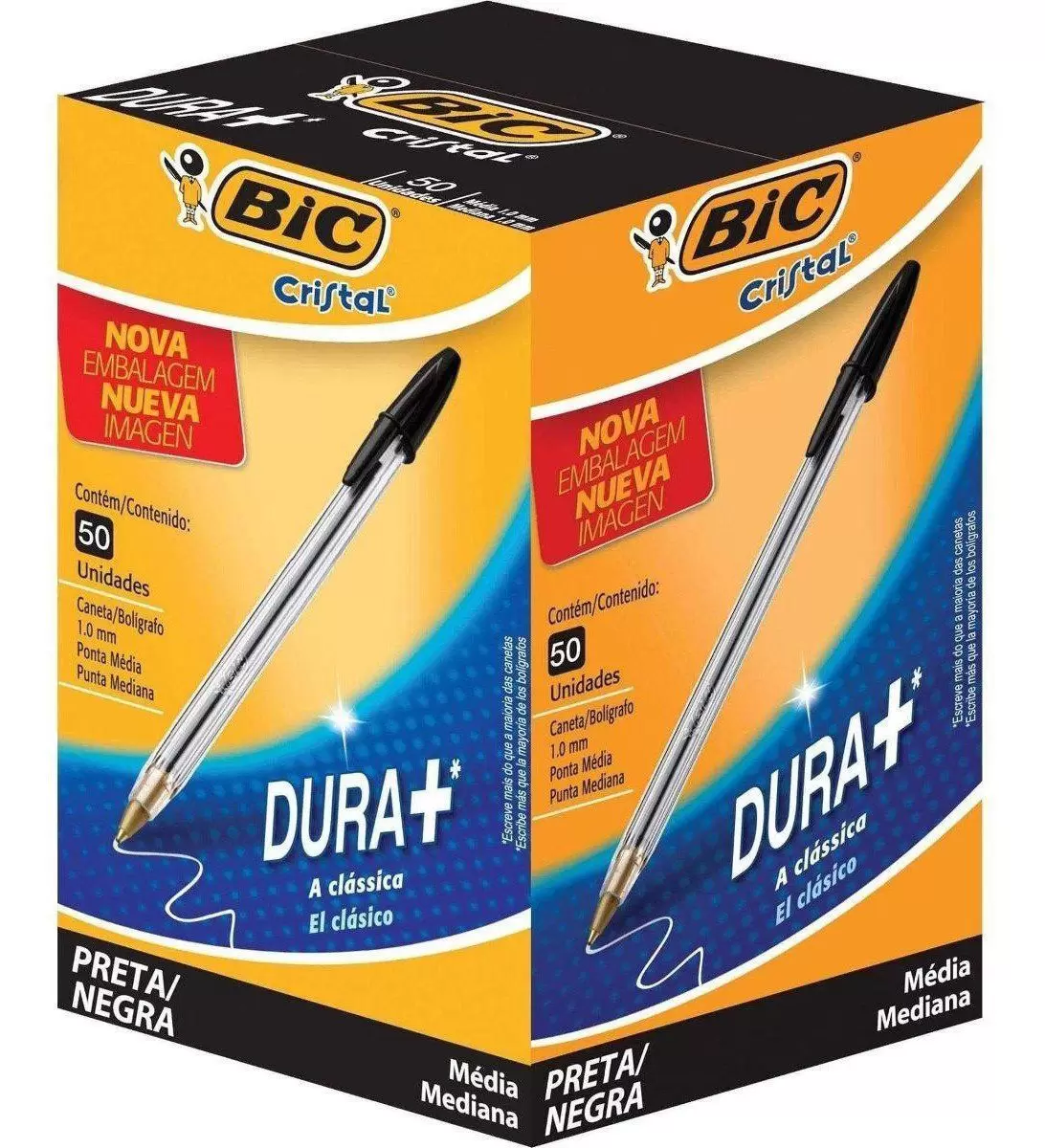 Caneta Esferográfica Preta Escrita Grossa 1.0 Caixa 50 Unidades – Bic