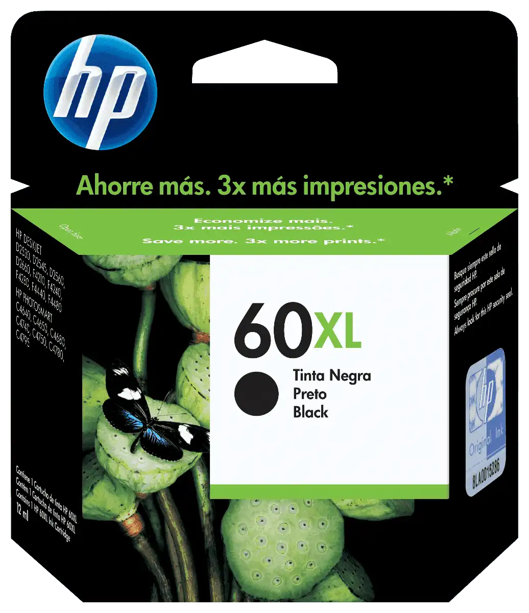 Cartucho Original HP 60XL Preto C8727AB 11ml – HP