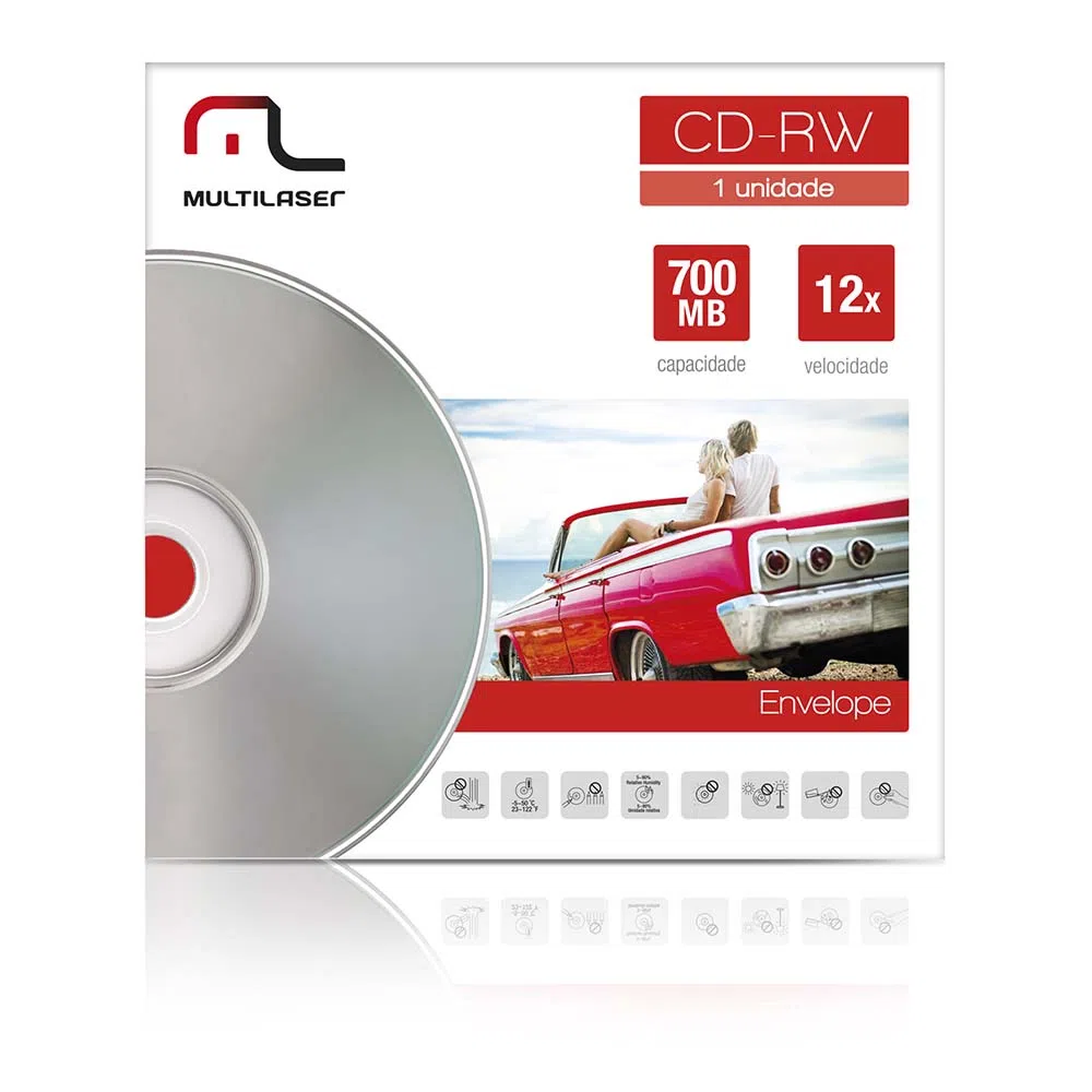 CD-RW Regravável com Envelope 700MB 52x – Multilaser