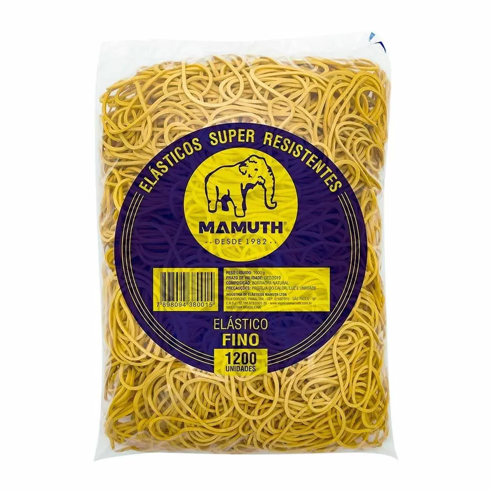 Elástico para Dinheiro Amarelo Elástico Fino 1200 Unidades com 1000g – Mamuth