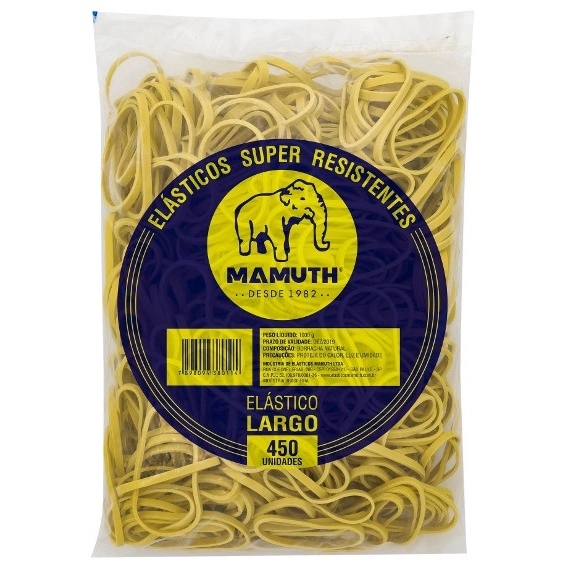 Elástico para Dinheiro Amarelo Elástico Largo 450 Unidades com 1000g – Mamuth