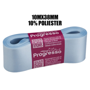 Fita Cetim Azul 10mx38mm 100% Poliester – Progresso