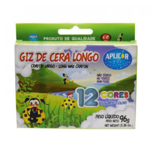 Giz de Cera Grande 12 Cores Pacote 12 Unidades 96g – GR Química