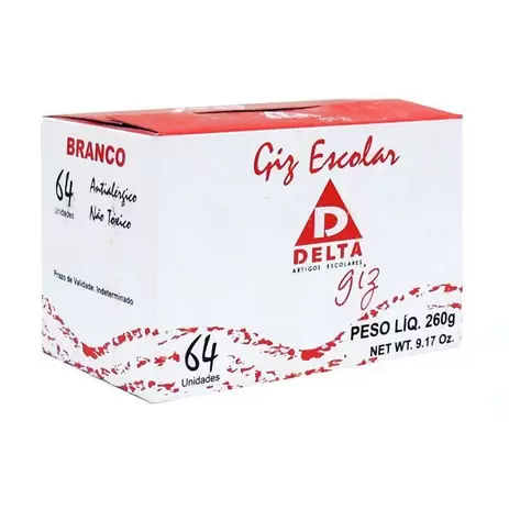 Giz Escolar Branco 64 Bastões – Delta