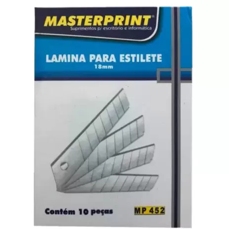 Lâmina para Estilete Larga 18mm Estojo 10 Unidades – Masterprint