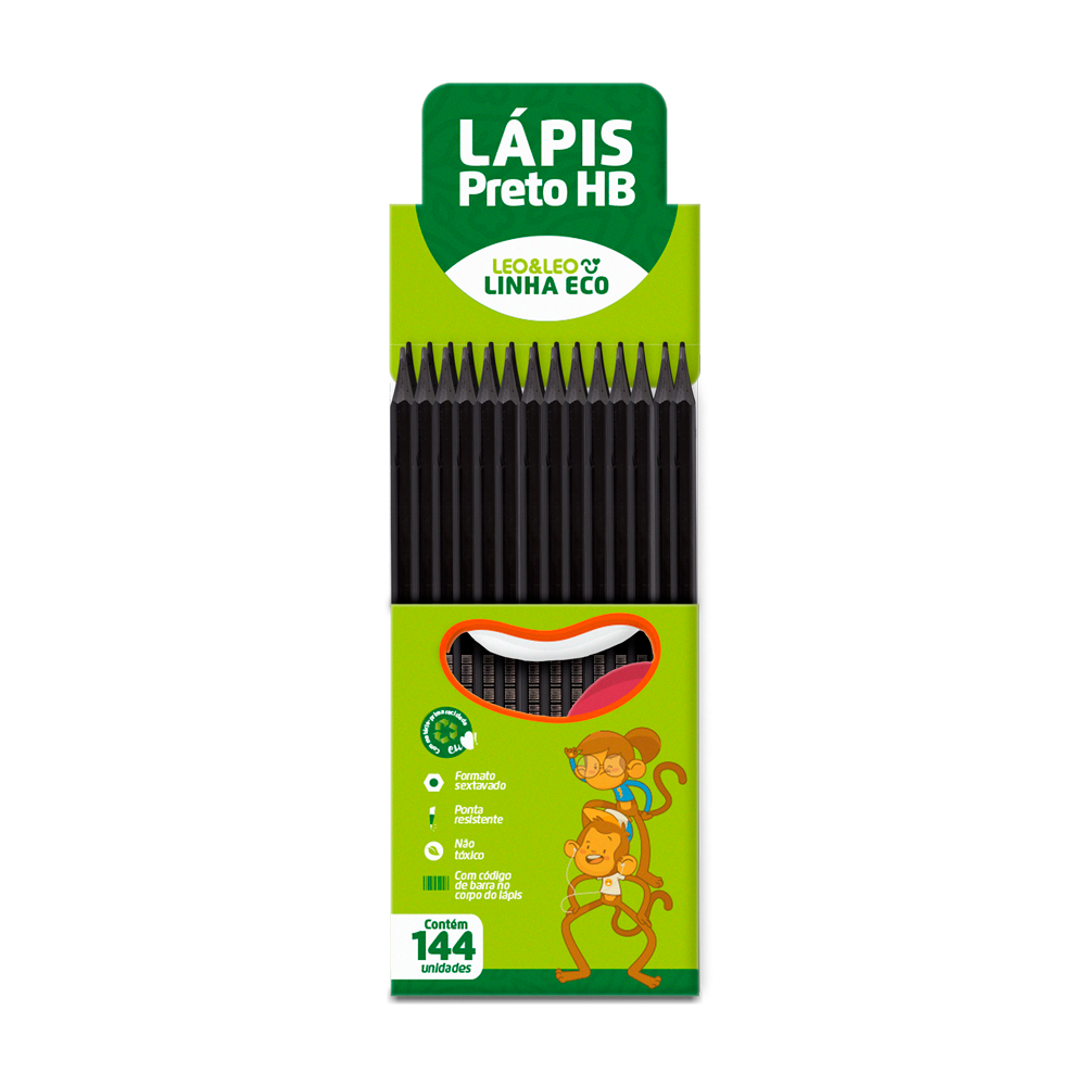 Lápis Preto HB Linha Eco Sextavado Caixa 144 Unidades – Leonora