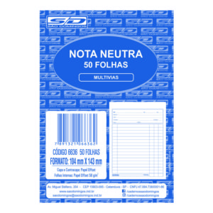 Nota Neutra 1/36 104×143 50 Folhas – São Domingos