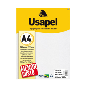 Papel Casca de Ovo Branco A4 180g 50 Folhas – Usapel