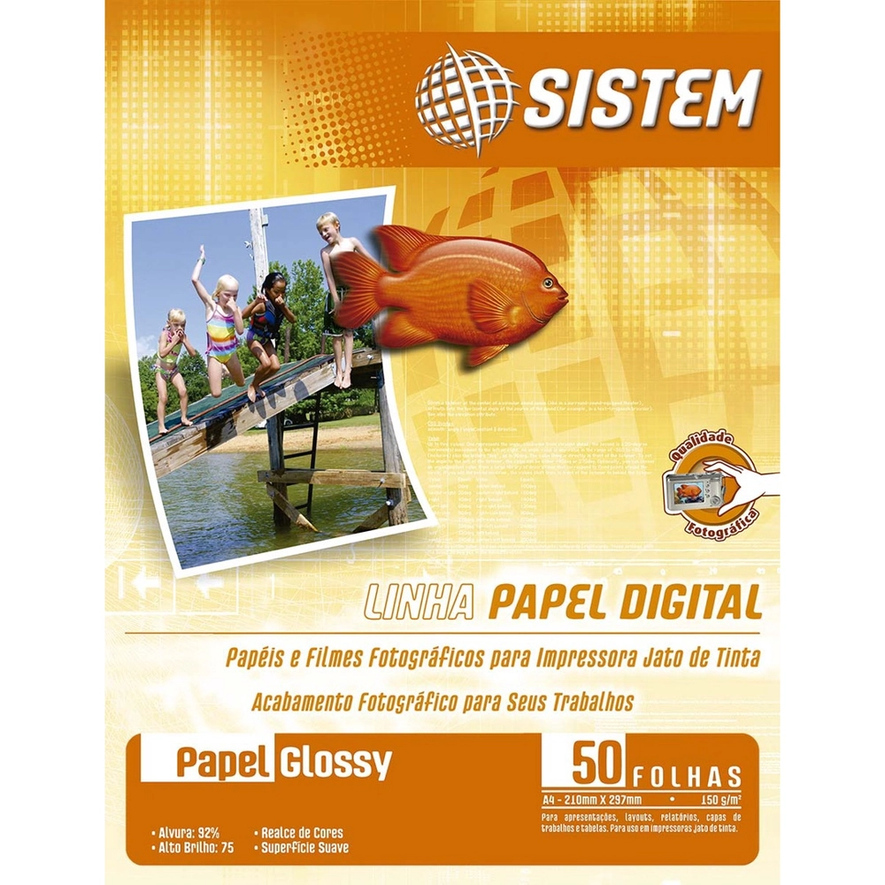 Papel Fotográfico A4 150g 50 Folhas – Sistem