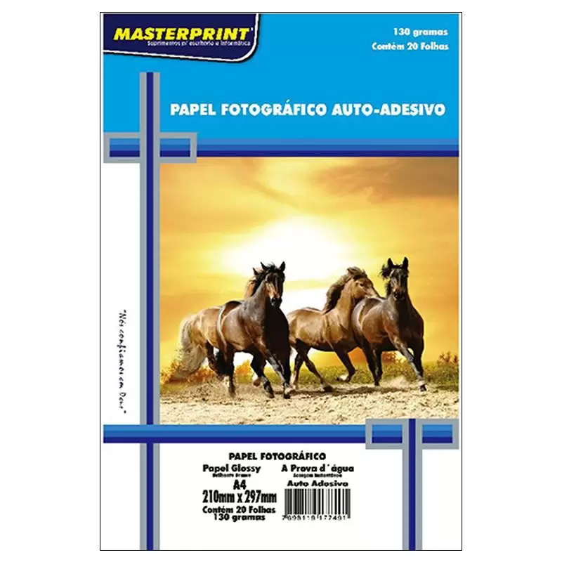 Papel Fotográfico Autoadesivo A4 Glossy 130g 20 Folhas – Masterprint