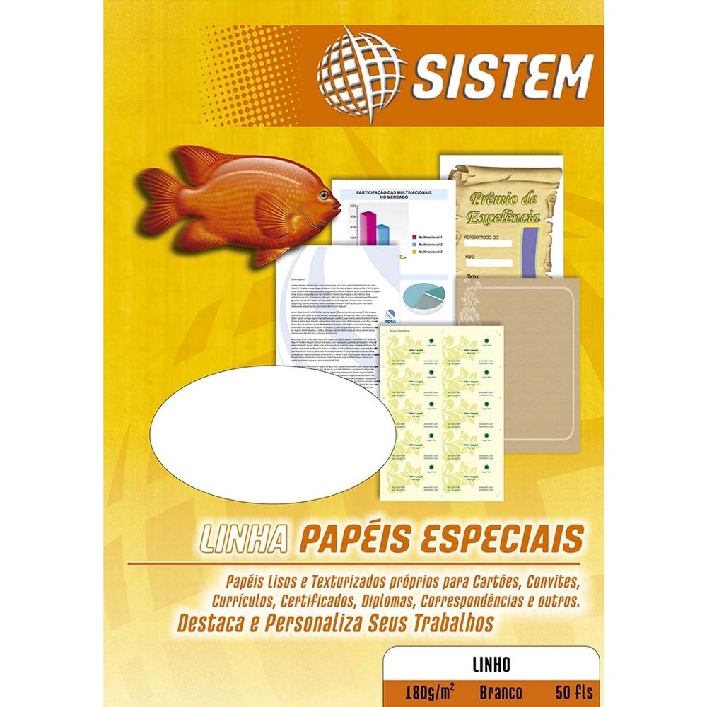 Papel Linho 180g A4 Branco Pacote 50 Folhas – Sistem