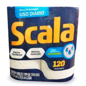 Papel Toalha em Rolo com 2 Rolos com 60 Toalhas 21x20cm – Scala