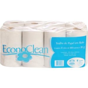 Papel Toalha em Rolo com 8 Rolos 100mx20cm (cada) – Econoclean