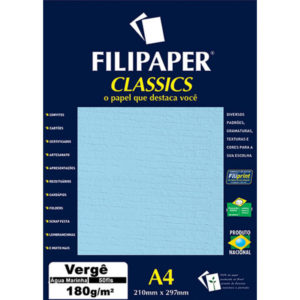 Papel Vergê A4 Azul Água Marinha 180g/m2 210x297mm 50 Folha – Filipaper