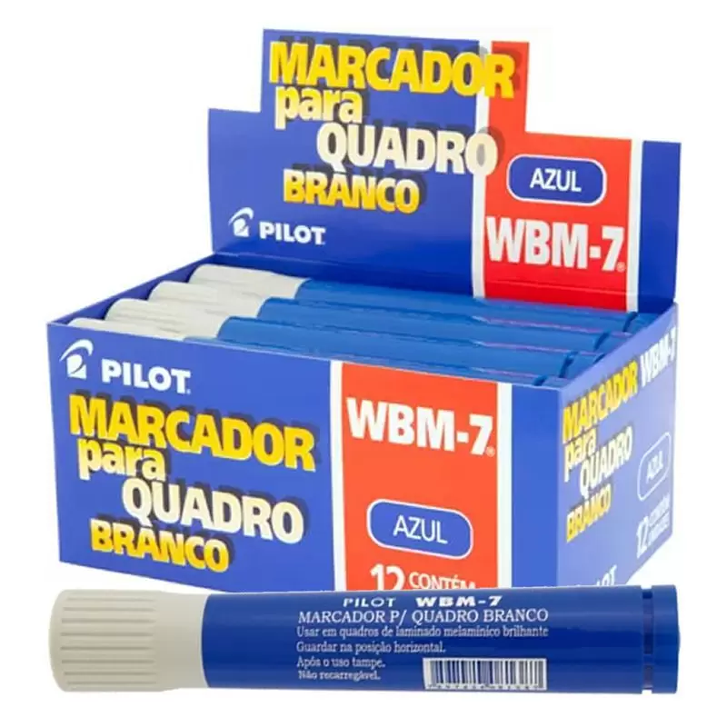 Pincel para Quadro Branco WBM-7 Azul / Preto / Vermelho Caixa 12 Unidades