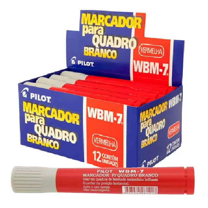 Pincel para Quadro Branco WBM-7 Azul / Preto / Vermelho Caixa 12 Unidades