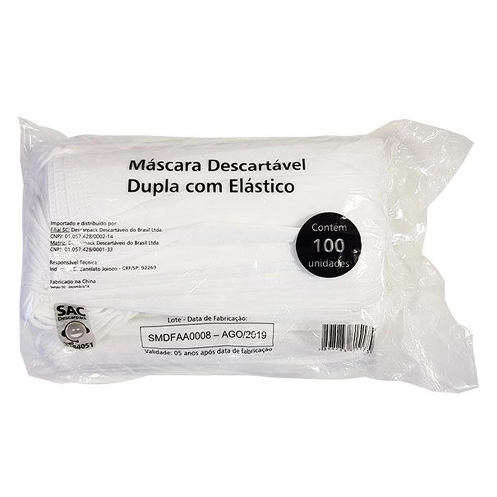 Máscara Dupla Descartável 100 Unidades – Descarpack